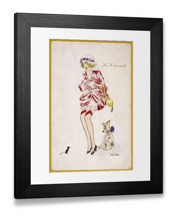 Framed Print : GIRL ALARMED BY MOUSE Framed Print : GIRL ALARMED BY MOUSE