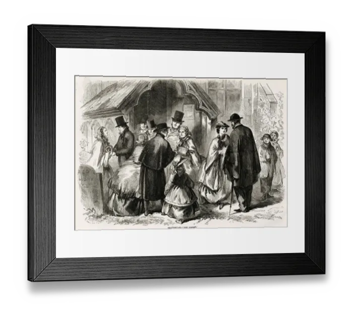 Framed Print : Christmas morning - Churchgoers 1859 Framed Print : Christmas morning - Churchgoers 1859