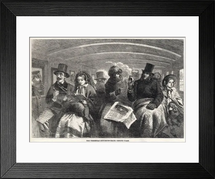 Framed Print : Second class passengers going home for Christmas 1859 Framed Print : Second class passengers going home for Christmas 1859