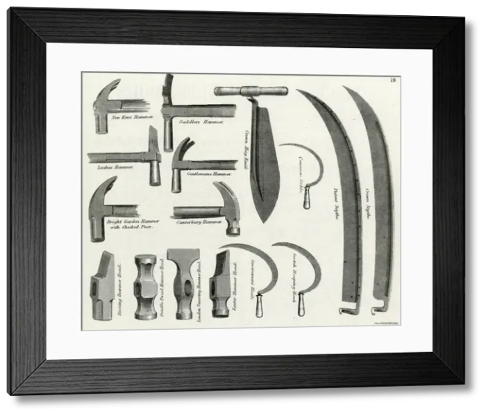Framed Print : TOOLS / HAMMERS ETC / 1889 Framed Print : TOOLS / HAMMERS ETC / 1889