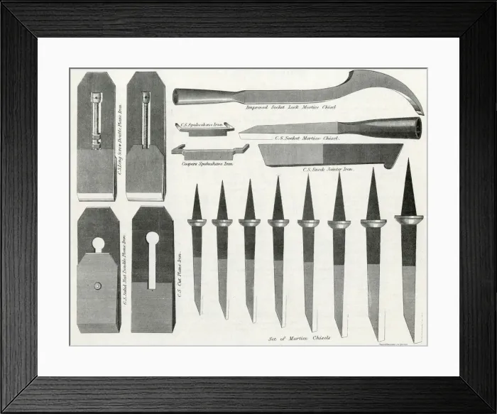Framed Print : TOOLS / CHISELS ETC / 1889 Framed Print : TOOLS / CHISELS ETC / 1889
