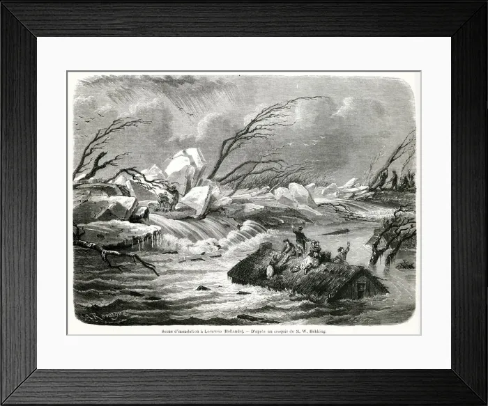 Framed Print : FLOODS AT LEEUWEN 1861 Framed Print : FLOODS AT LEEUWEN 1861