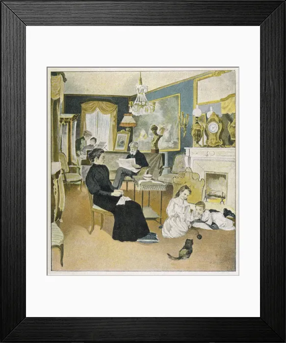 Framed Print : FRENCH FAMILY IN SALON Framed Print : FRENCH FAMILY IN SALON