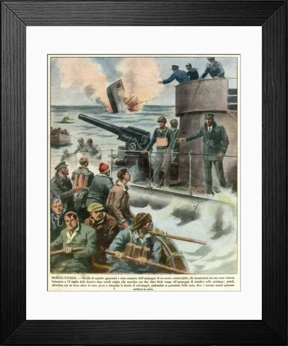 Framed Print : TORPEDOED CREW HELPED Framed Print : TORPEDOED CREW HELPED