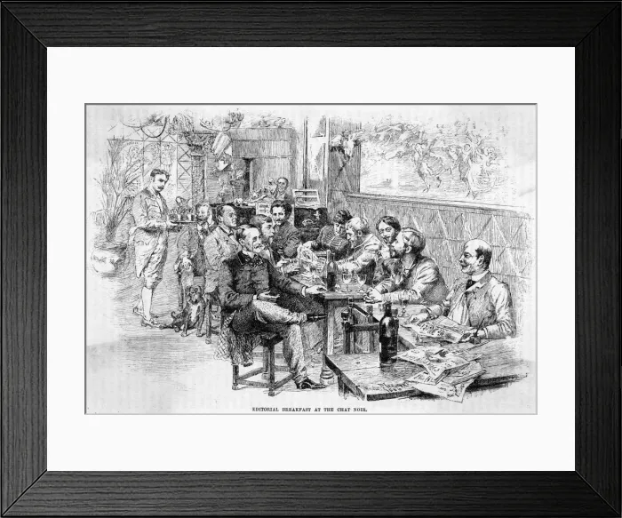 Framed Print : CHAT NOIR BREAKFAST Framed Print : CHAT NOIR BREAKFAST