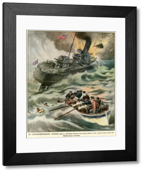 Framed Print : BRITISH DESTROYER SUNK Framed Print : BRITISH DESTROYER SUNK