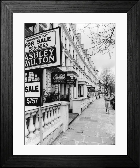 Framed Print : TERRACED HOUSES FOR SALE Framed Print : TERRACED HOUSES FOR SALE