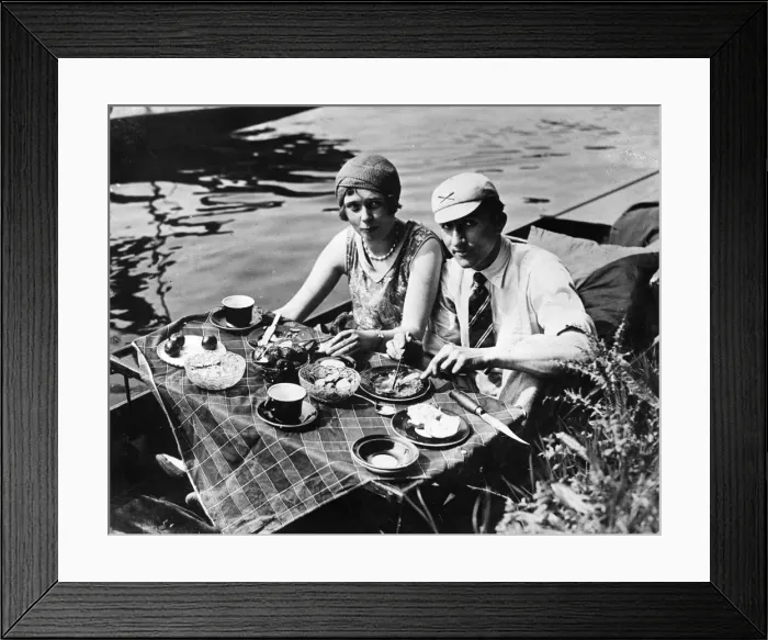 Framed Print : BOAT PICNIC 1929 Framed Print : BOAT PICNIC 1929