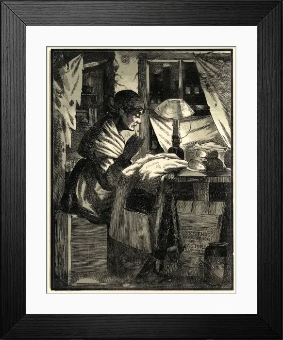 Framed Print : Cartoon, dressmaker at work Framed Print : Cartoon, dressmaker at work
