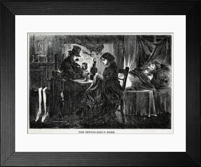 Framed Print : GIRL SEWS / NEW YORK / 1872 Framed Print : GIRL SEWS / NEW YORK / 1872