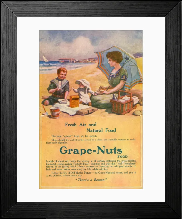 Framed Print : ADVERT / GRAPE NUTS 1913 Framed Print : ADVERT / GRAPE NUTS 1913