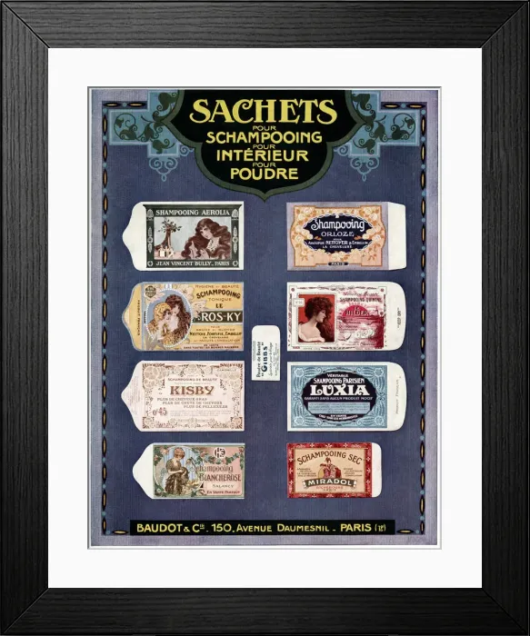 Framed Print : Advert for Baudots shampoo sachets 1922 Framed Print : Advert for Baudots shampoo sachets 1922