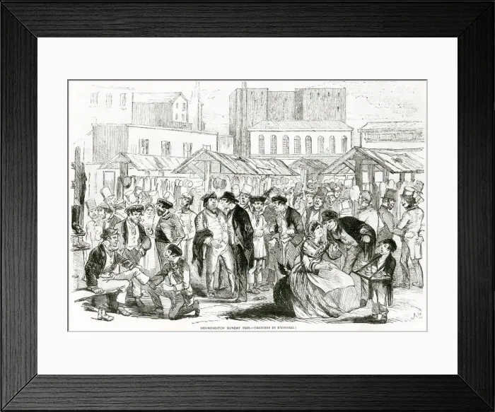 Framed Print : Houndsditch Sunday fair 1855 Framed Print : Houndsditch Sunday fair 1855
