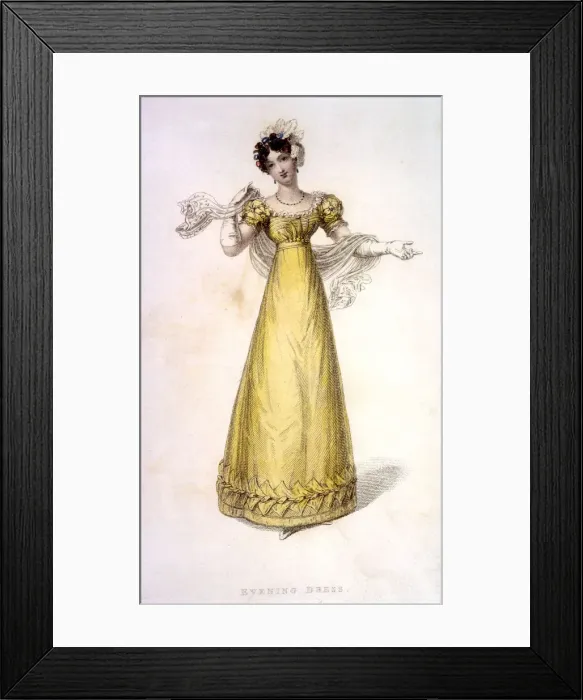 Framed Print : YELLOW EVENING GOWN 1823 Framed Print : YELLOW EVENING GOWN 1823