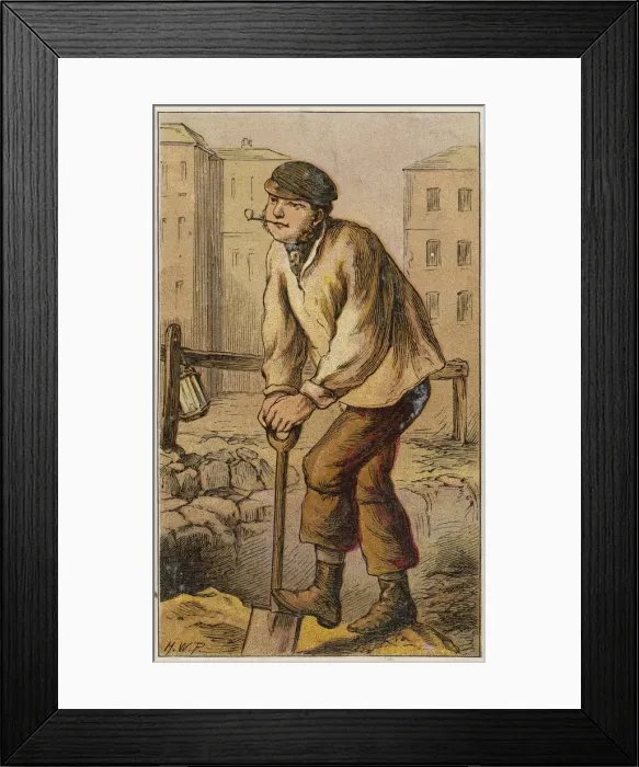 Framed Print : Navvy. London characters : if the streets of London were paved with gold, the navigator Framed Print : Navvy. London characters : if the streets of London were paved with gold, the navigator