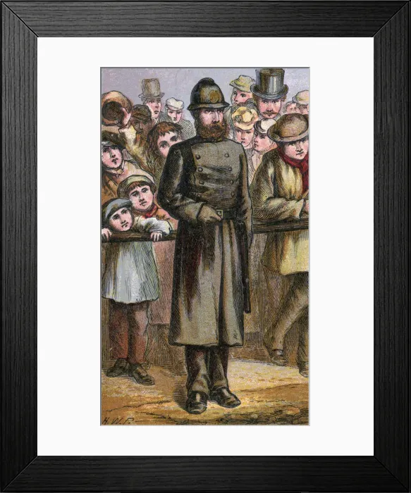 Framed Print : Policeman. London characters: the POLICEMAN, friend to the well- behaved Framed Print : Policeman. London characters: the POLICEMAN, friend to the well- behaved