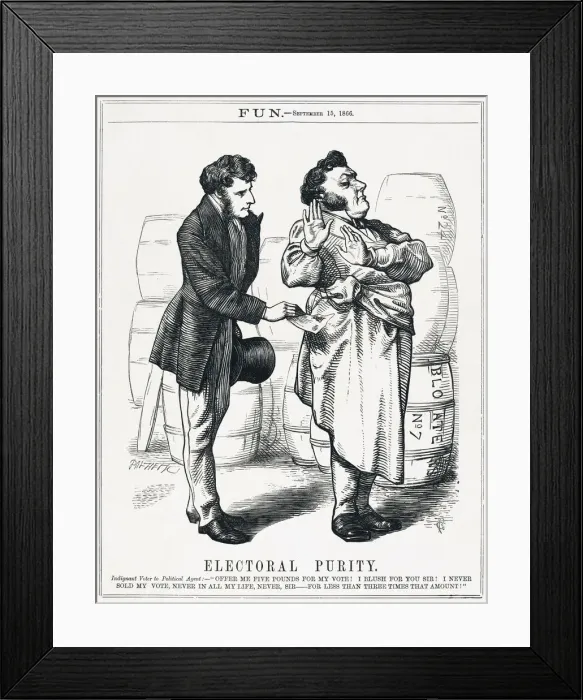 Framed Print : Cartoon, election bribery Framed Print : Cartoon, election bribery