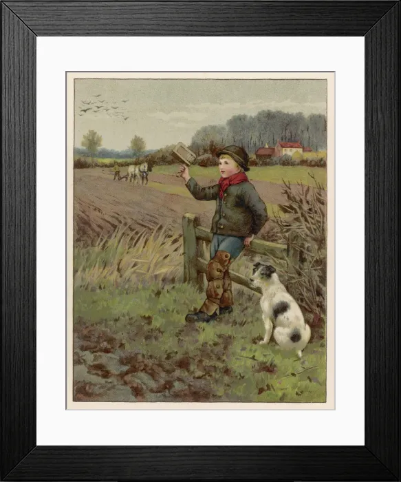 Framed Print : BOY SCARING CROWS Framed Print : BOY SCARING CROWS