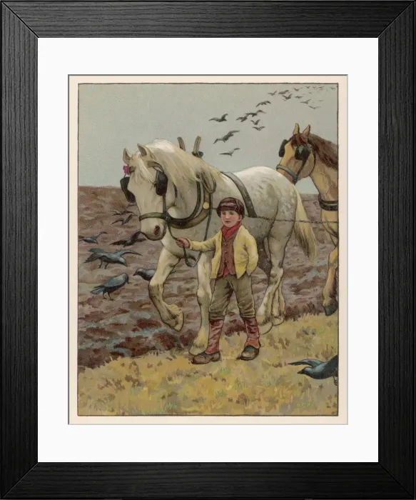 Framed Print : BOY AND PLOUGH HORSE Framed Print : BOY AND PLOUGH HORSE