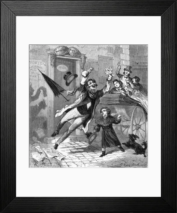 Framed Print : THE HEIR A lucky inheritor emerges from the lawyers office with a fistful Framed Print : THE HEIR A lucky inheritor emerges from the lawyers office with a fistful