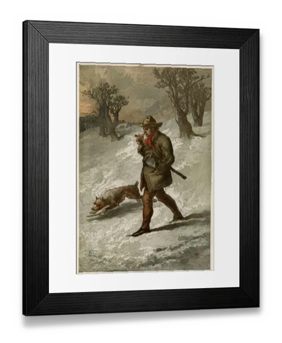 Framed Print : WOODMAN & DOG IN SNOW WOODMAN & DOG IN SNOW Framed Print : WOODMAN & DOG IN SNOW WOODMAN & DOG IN SNOW