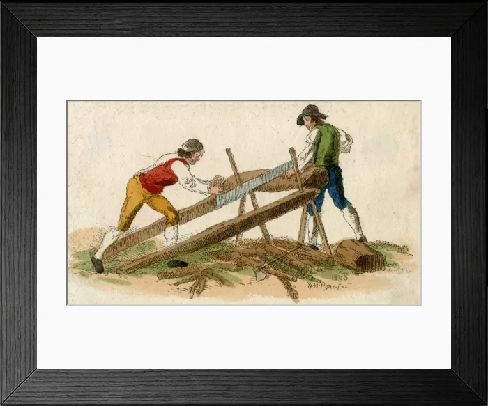 Framed Print : WOODCUTTERS SAW A LOG Framed Print : WOODCUTTERS SAW A LOG
