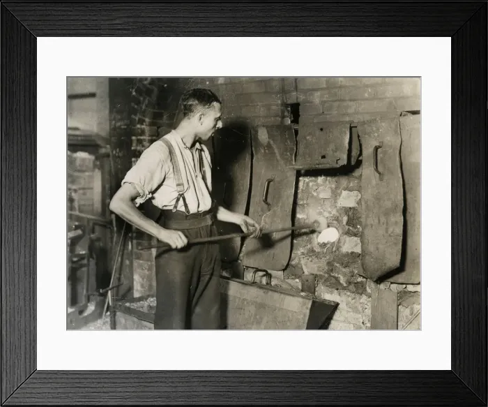 Framed Print : GLASS FURNACE 1930S Framed Print : GLASS FURNACE 1930S