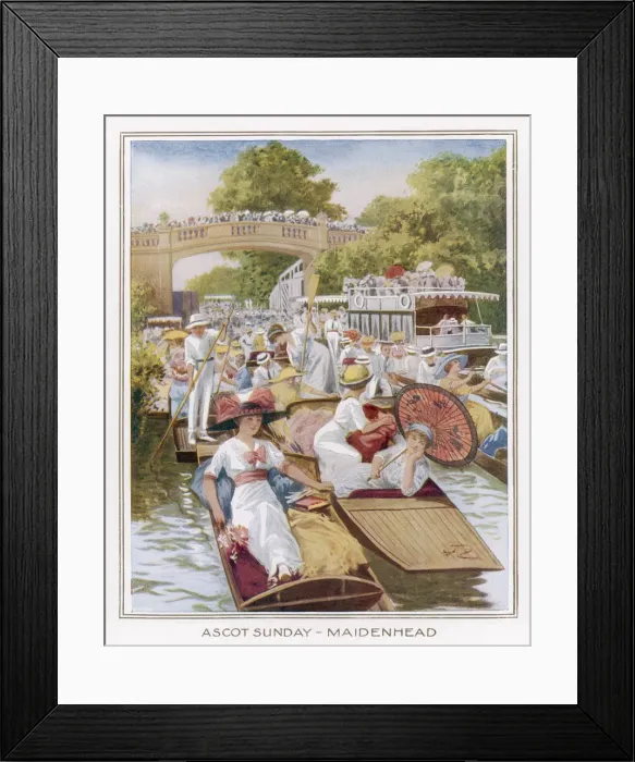 Framed Print : THAMES / ASCOT SUNDAY 1914 Framed Print : THAMES / ASCOT SUNDAY 1914