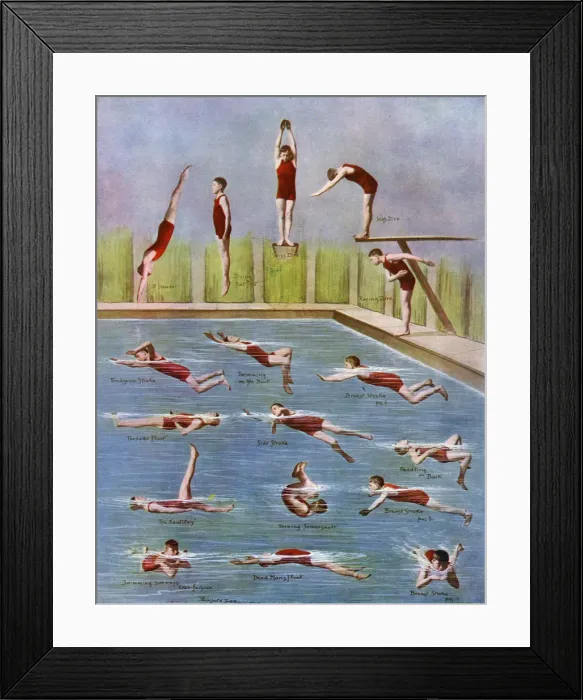 Framed Print : Man diving and swimming Framed Print : Man diving and swimming