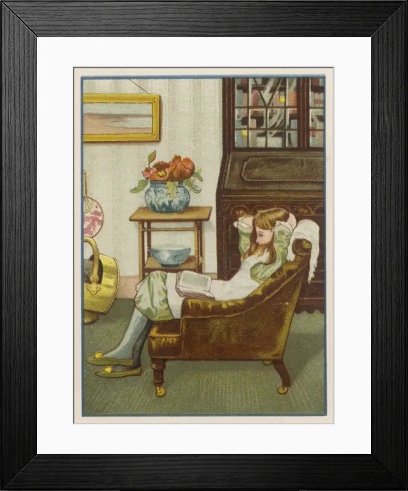 Framed Print : GIRL READS IN ARMCHAIR Framed Print : GIRL READS IN ARMCHAIR
