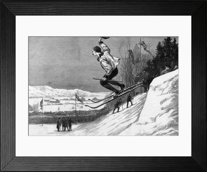 Framed Print : SNOW-SHOE JUMPING 1883 Framed Print : SNOW-SHOE JUMPING 1883