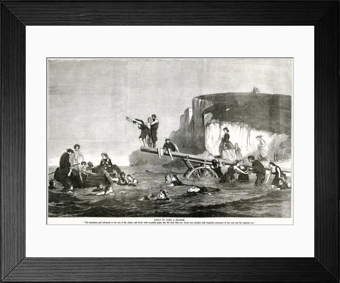 Framed Print : Etretat mixed bathing 1870s Framed Print : Etretat mixed bathing 1870s
