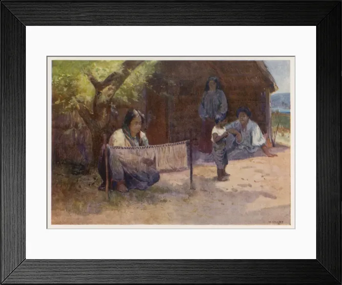 Framed Print : MAORI WOMAN WEAVING Framed Print : MAORI WOMAN WEAVING