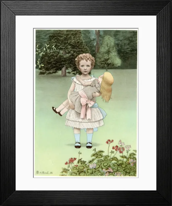 Framed Print : GIRL HOLDS DOLL Framed Print : GIRL HOLDS DOLL