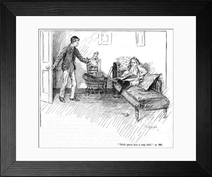 Framed Print : BOY OFFERS GIRL DOLL Framed Print : BOY OFFERS GIRL DOLL