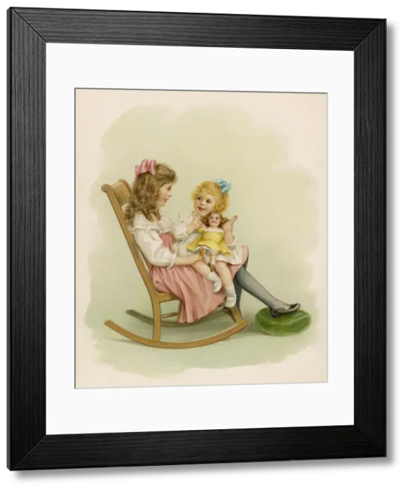 Framed Print : GIRLS AND DOLL (WAUGH) Framed Print : GIRLS AND DOLL (WAUGH)