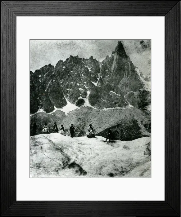 Framed Print : Tourists on Mer de Glace, France Framed Print : Tourists on Mer de Glace, France
