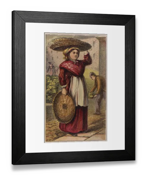 Framed Print : BASKET WOMAN C1880 Framed Print : BASKET WOMAN C1880