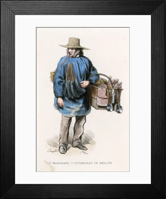Framed Print : UTENSIL SELLER 1850 Framed Print : UTENSIL SELLER 1850