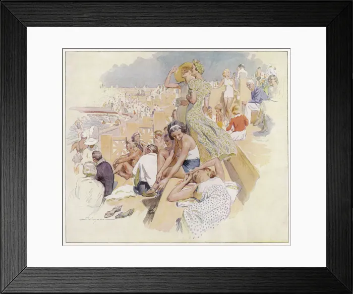Framed Print : Swimming pool and sunbathers in Le Touquet, France Framed Print : Swimming pool and sunbathers in Le Touquet, France