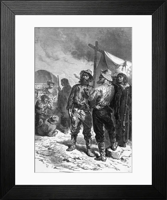 Framed Print : Frontiersmen trade with native Americans Framed Print : Frontiersmen trade with native Americans