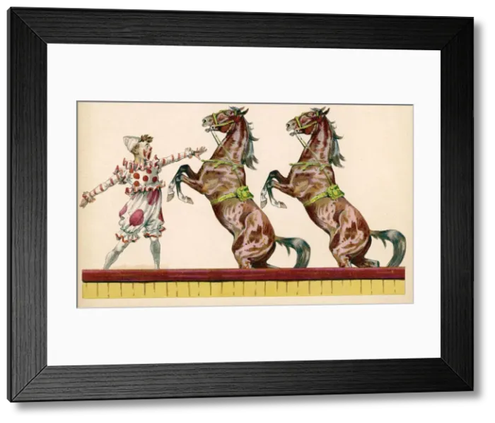 Framed Print : CIRCUS CLOWN AND HORSES Framed Print : CIRCUS CLOWN AND HORSES