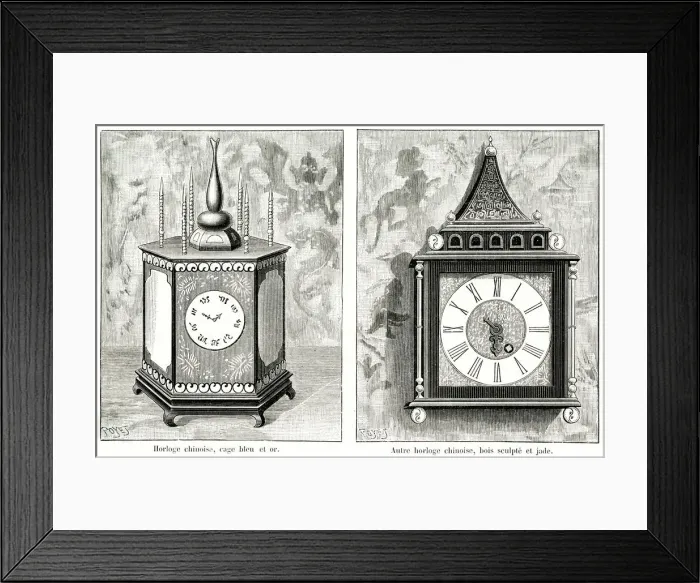 Framed Print : CHINESE CLOCKS 1895 Framed Print : CHINESE CLOCKS 1895