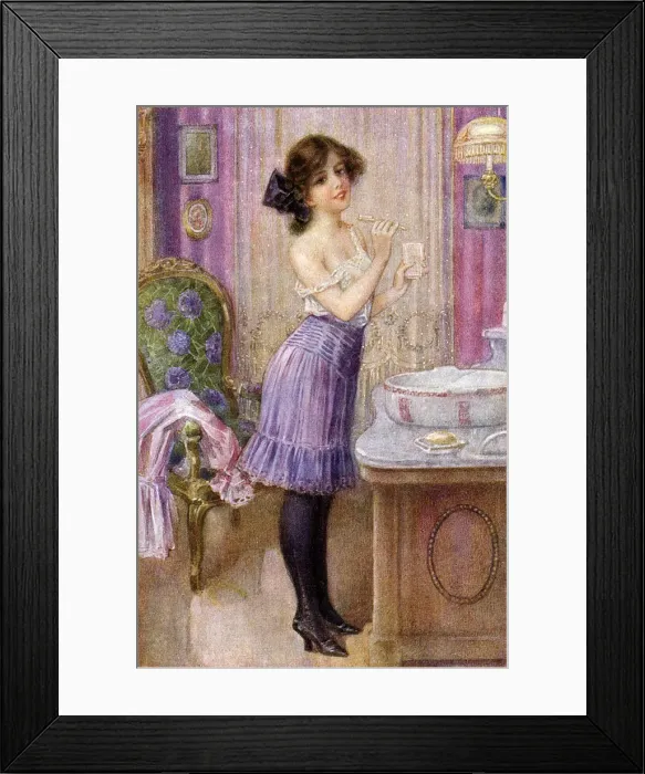 Framed Print : GIRL BRUSHES TEETH Framed Print : GIRL BRUSHES TEETH