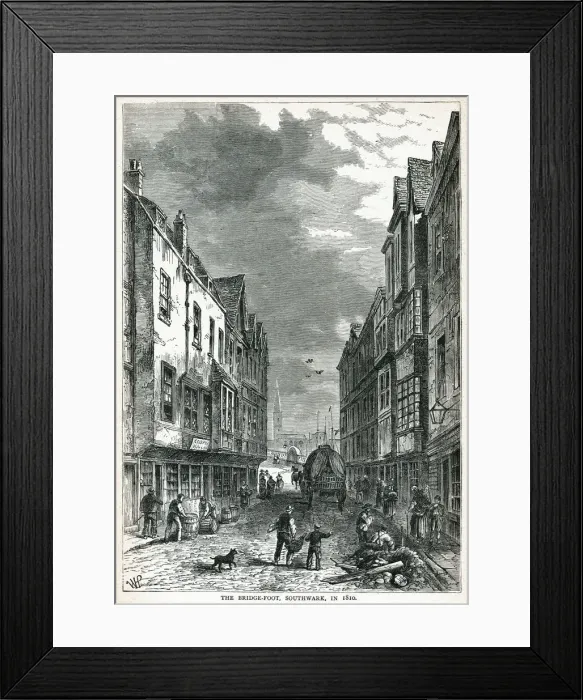 Framed Print : Bridge-foot, Southwark 1810 Framed Print : Bridge-foot, Southwark 1810