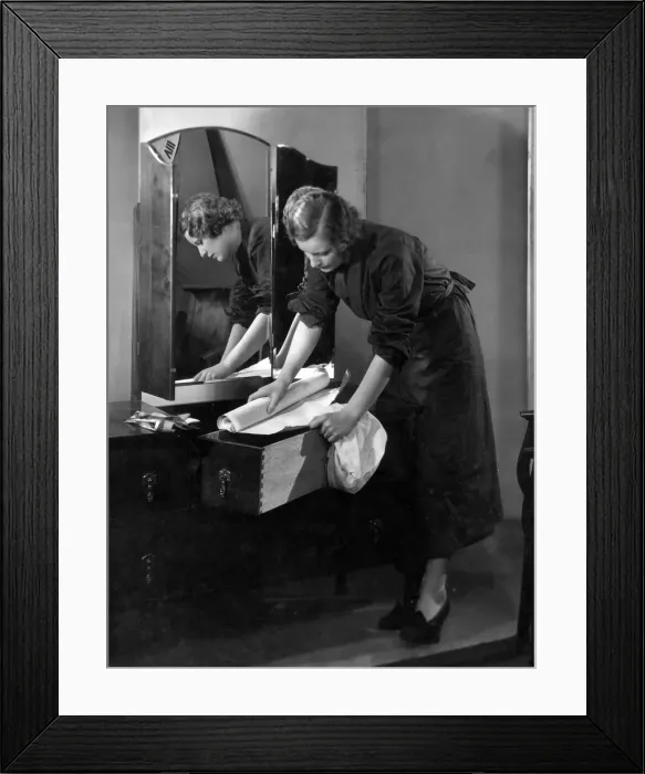 Framed Print : LINING DRAWERS W  /  PAPER