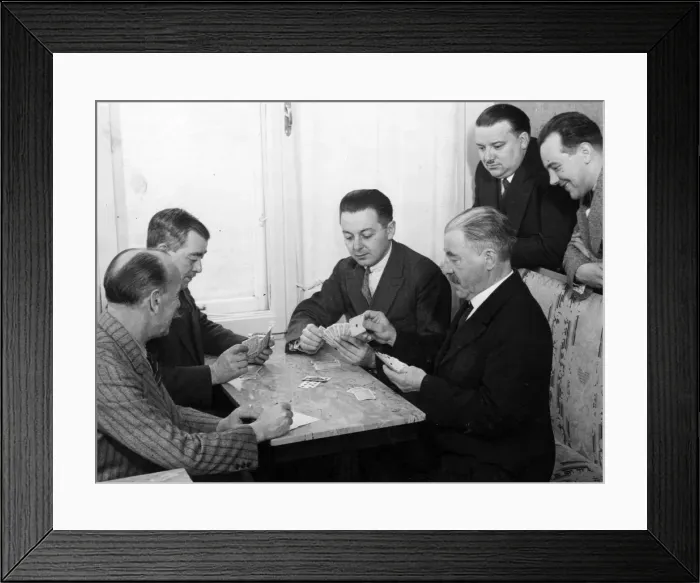 Framed Print : MEN PLAY CARDS 1930S Framed Print : MEN PLAY CARDS 1930S