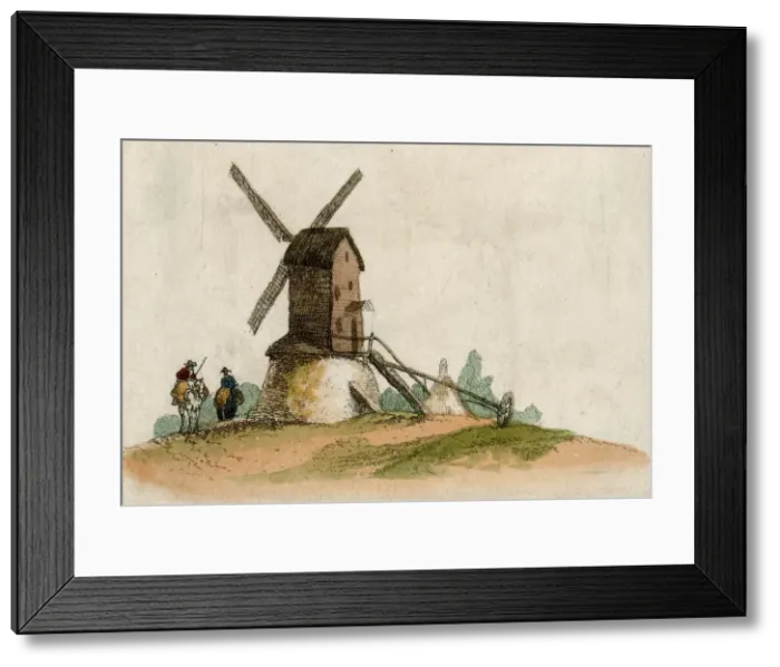 Framed Print : WINDMILL AND RIDERS Framed Print : WINDMILL AND RIDERS