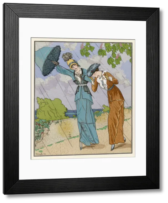 Framed Print : Elegant Ladies in Shower Framed Print : Elegant Ladies in Shower