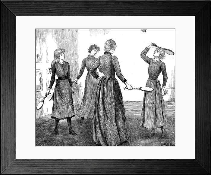 Framed Print : 4 LADIES PLAY BATTLEDORE Framed Print : 4 LADIES PLAY BATTLEDORE